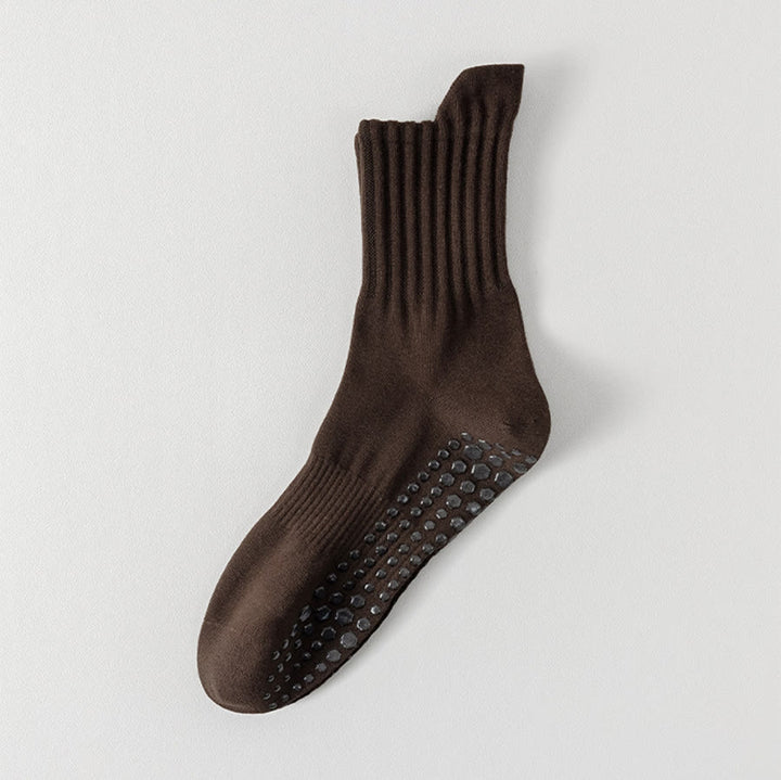 Olivenorma Solid Color Full-Toe Cushion Anti-Slip Breathable Athletic Comfort Men's Yoga Socks - Coffee - 10Pairs - image 13