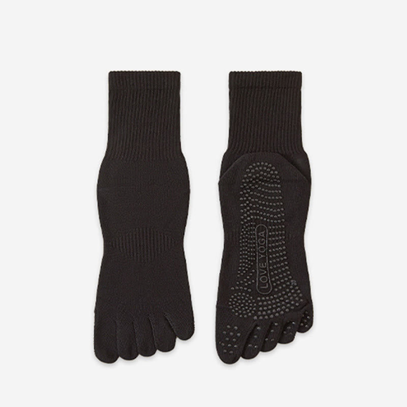 Olivenorma 100% Cotton Five-Toe Anti-Odor Breathable Non-Slip Training Men's Yoga Socks - Black - 10Pairs - image 3