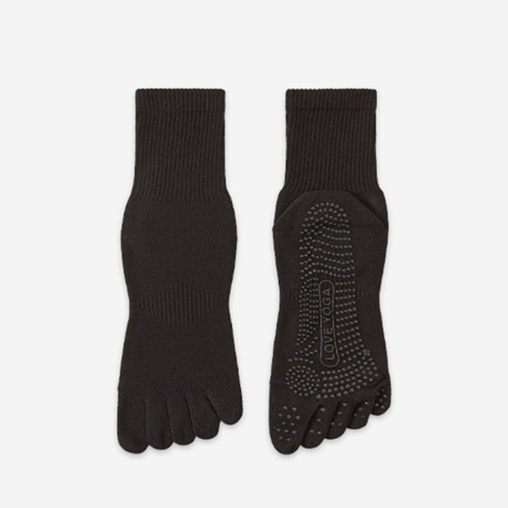 Olivenorma 100% Cotton Five-Toe Anti-Odor Breathable Non-Slip Training Men's Yoga Socks - Black - 10Pairs - image 3