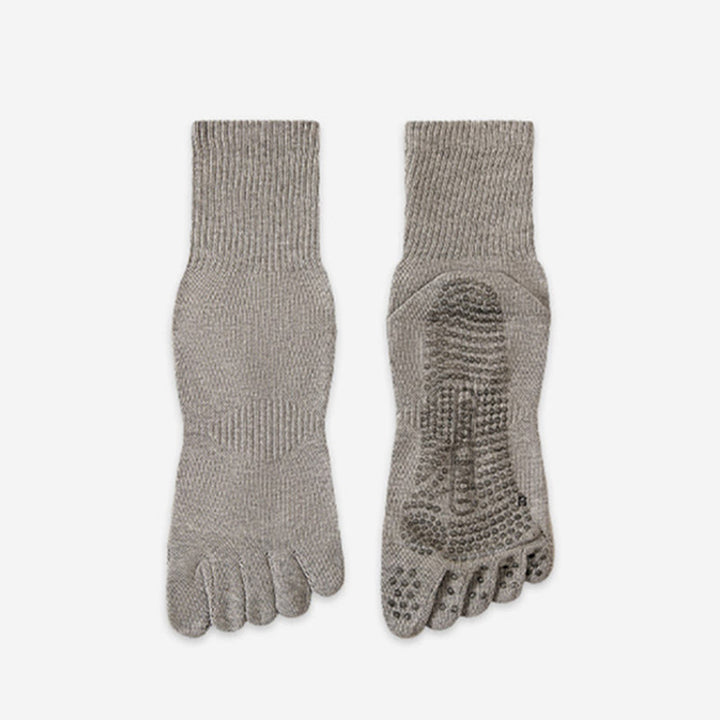Olivenorma 100% Cotton Five-Toe Anti-Odor Breathable Non-Slip Training Men's Yoga Socks - Light Gray - 10Pairs - image 9