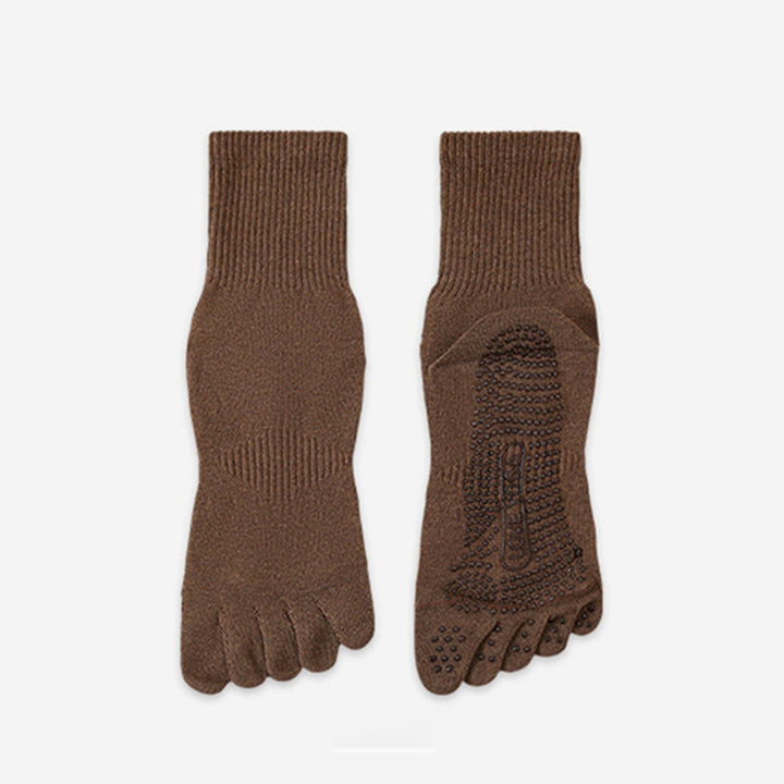 Olivenorma 100% Cotton Five-Toe Anti-Odor Breathable Non-Slip Training Men's Yoga Socks - Coffee - 10Pairs - image 12