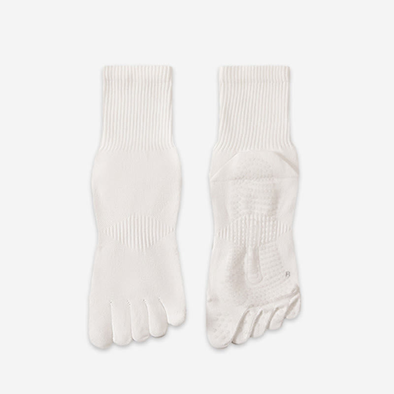 Olivenorma 100% Cotton Five-Toe Anti-Odor Breathable Non-Slip Training Men's Yoga Socks - White - 10Pairs - image 7