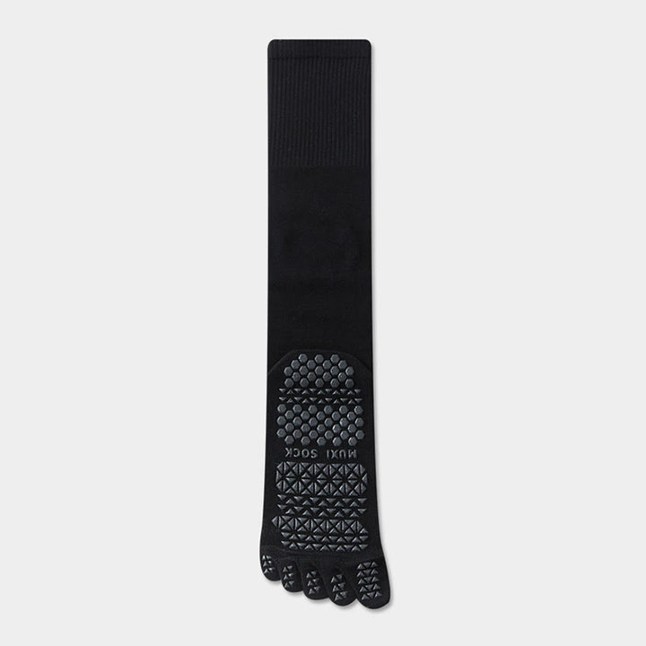 Olivenorma Long Five-Toe Breathable Sports Grip Socks Moisture-Wicking Anti-Slip Men's Yoga Socks - Black - Calf Socks：50cm - 10Pairs - image 3