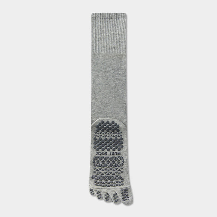 Olivenorma Long Five-Toe Breathable Sports Grip Socks Moisture-Wicking Anti-Slip Men's Yoga Socks - Light Gray - Calf Socks：50cm - 10Pairs - image 6