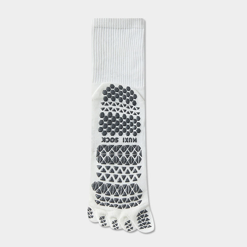 Olivenorma Long Five-Toe Breathable Sports Grip Socks Moisture-Wicking Anti-Slip Men's Yoga Socks - White - Mid-calf Socks：20cm - 10Pairs - image 8