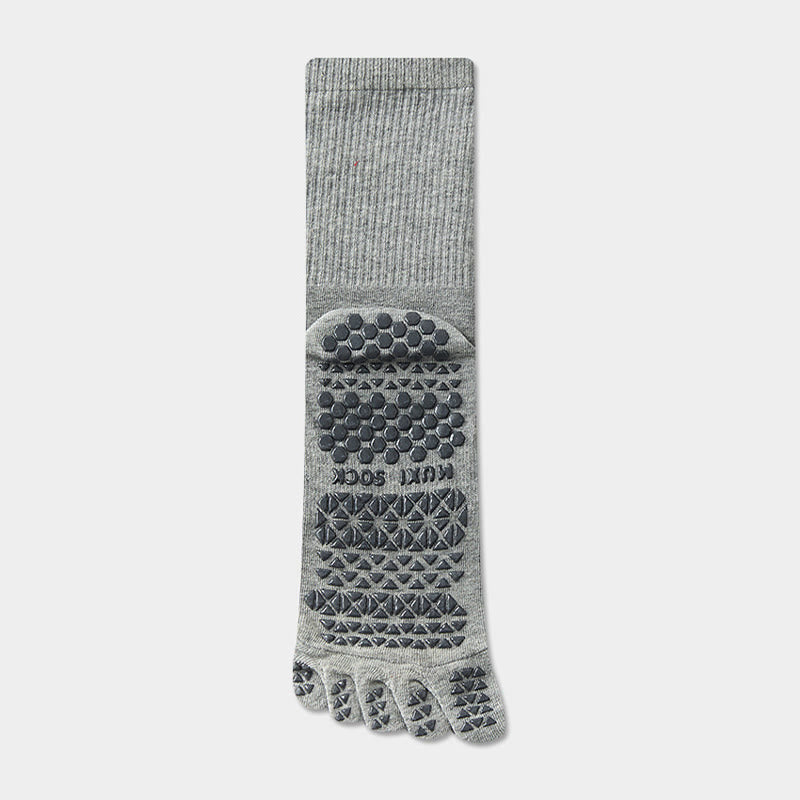 Olivenorma Long Five-Toe Breathable Sports Grip Socks Moisture-Wicking Anti-Slip Men's Yoga Socks - Light Gray - Mid-calf Socks：20cm - 10Pairs - image 12