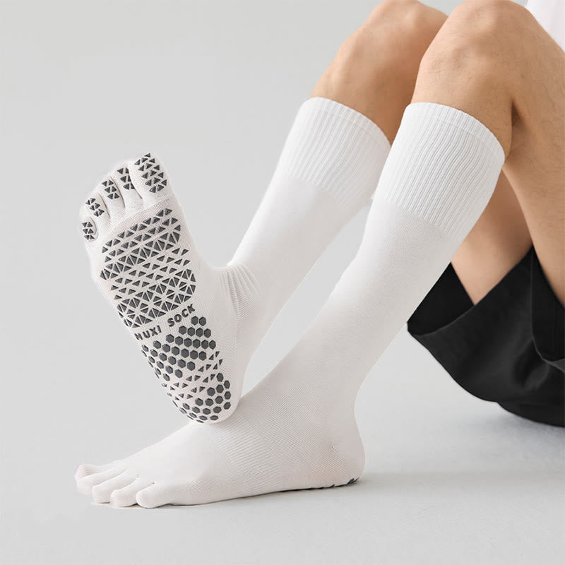 Olivenorma Long Five-Toe Breathable Sports Grip Socks Moisture-Wicking Anti-Slip Men's Yoga Socks - image 5