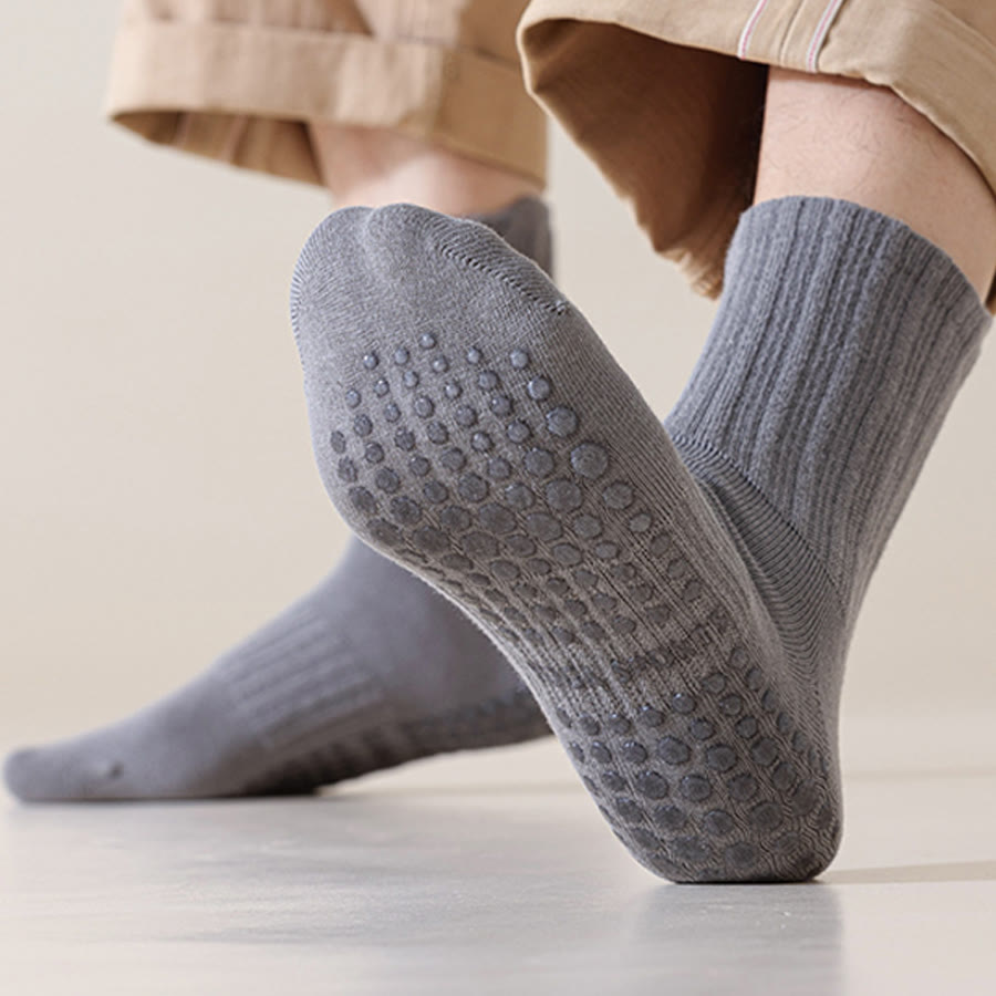 Olivenorma Professional Training Full-Toe Cotton Blend Anti-Slip Supportive Men's Yoga Socks - Medium Gray - US 6.5-10 - 10Pairs - image 0