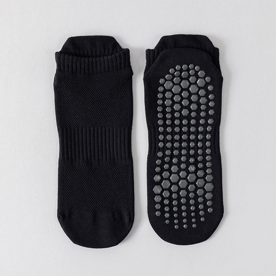 Olivenorma Full-Toe Cotton Comfort Anti-Slip Breathable Everyday Training Men's Yoga Socks - Black - 10Pairs - image 8