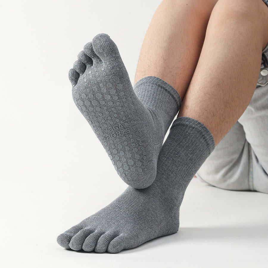 Olivenorma Short Five-Toe Elastic Comfort Non-Slip Breathable Workout Men's Yoga Socks - Dark Gray - 10Pairs - image 0