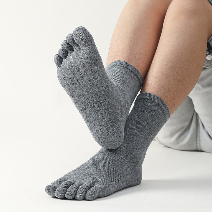 Olivenorma Short Five-Toe Elastic Comfort Non-Slip Breathable Workout Men's Yoga Socks - Dark Gray - 10Pairs - image 0