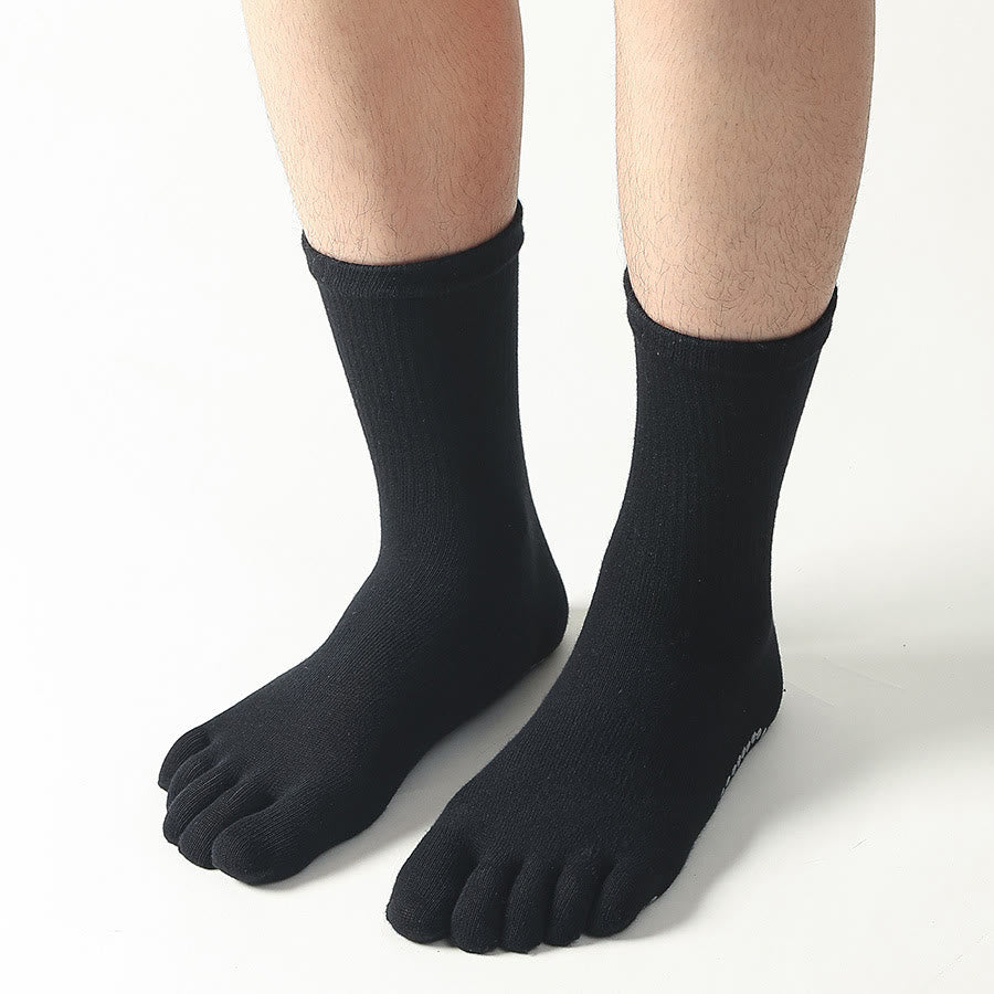 Olivenorma Short Five-Toe Elastic Comfort Non-Slip Breathable Workout Men's Yoga Socks - Black - 10Pairs - image 7