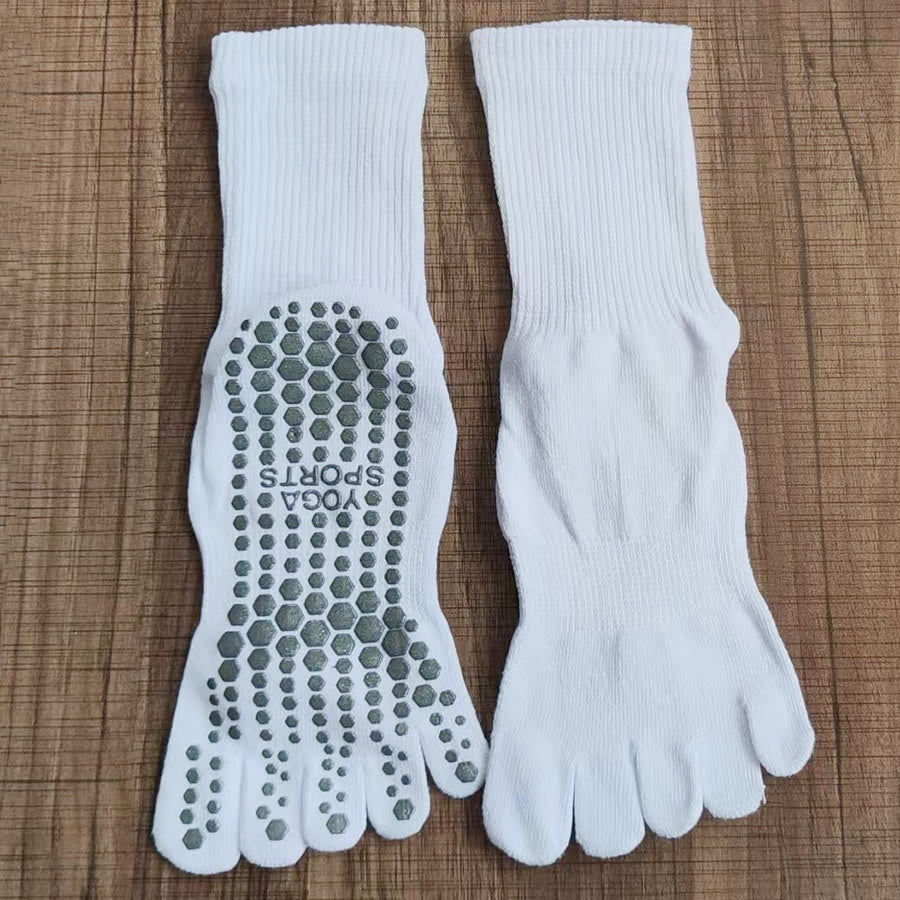 Olivenorma Short Five-Toe Elastic Comfort Non-Slip Breathable Workout Men's Yoga Socks - White - 10Pairs - image 8