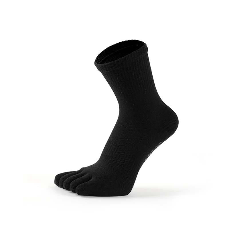 Olivenorma Cotton Blend Five-Toe Breathable Anti-Odor Non-Slip Performance Men's Yoga Socks - Black - US 6.5-8 - 10Pairs - image 4