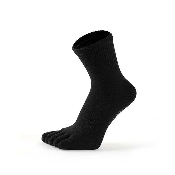 Olivenorma Cotton Blend Five-Toe Breathable Anti-Odor Non-Slip Performance Men's Yoga Socks - Black - US 6.5-8 - 10Pairs - image 4