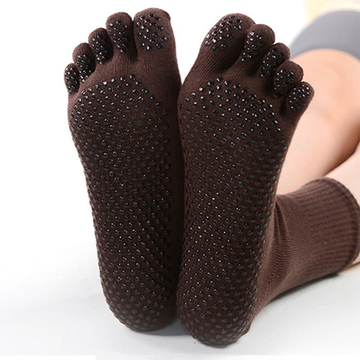 Olivenorma Cotton Blend Five-Toe Breathable Anti-Odor Non-Slip Performance Men's Yoga Socks - image 2