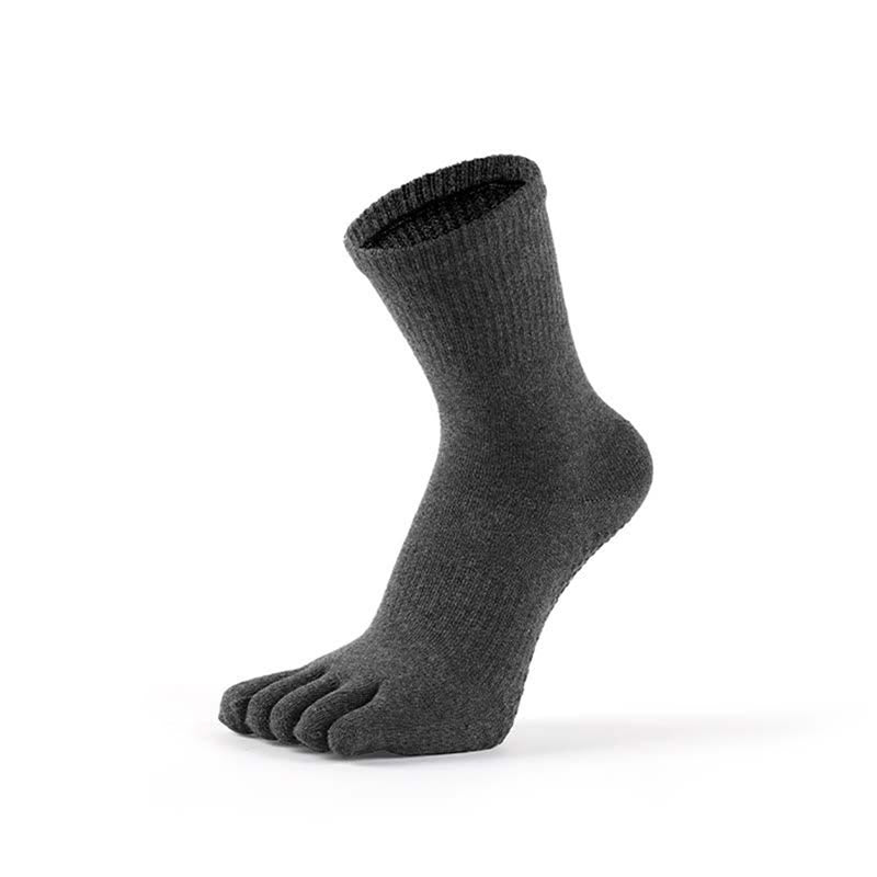 Olivenorma Cotton Blend Five-Toe Breathable Anti-Odor Non-Slip Performance Men's Yoga Socks - Dark Gray - US 6.5-8 - 10Pairs - image 6