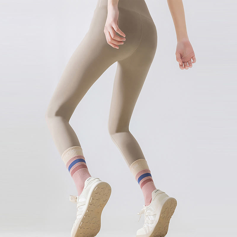 Olivenorma Full-Coverage Mid-Calf Cotton Non-Slip Grip Color-Block Comfort Women's Yoga Socks - image 5
