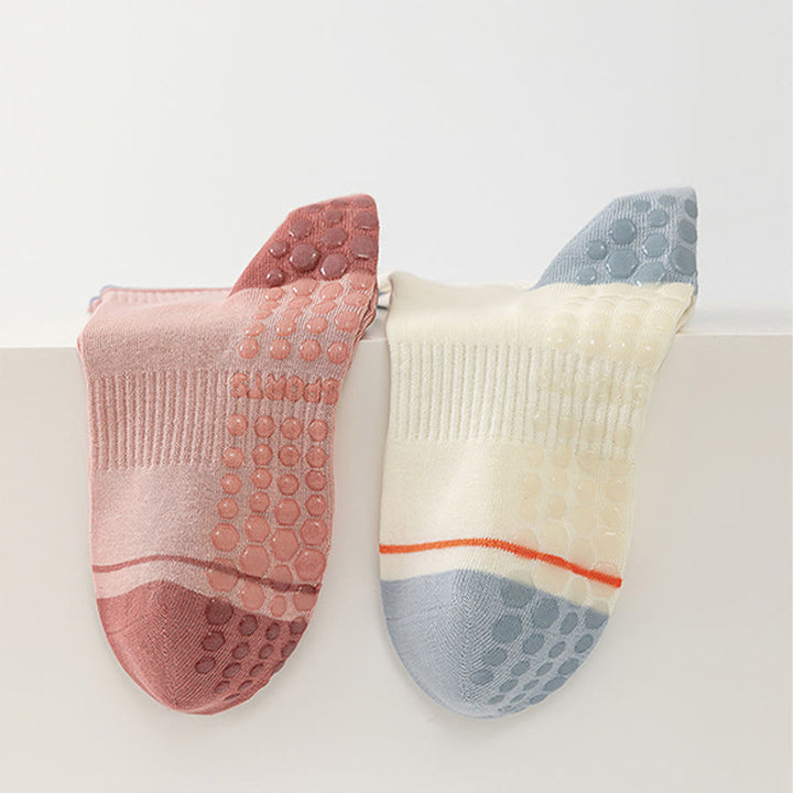 Olivenorma Full-Coverage Mid-Calf Cotton Non-Slip Grip Color-Block Comfort Women's Yoga Socks - image 12