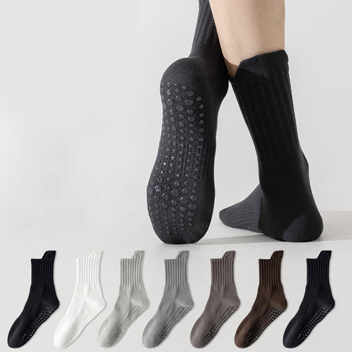 Olivenorma Solid Color Full-Toe Cushion Anti-Slip Breathable Athletic Comfort Men's Yoga Socks - image 3