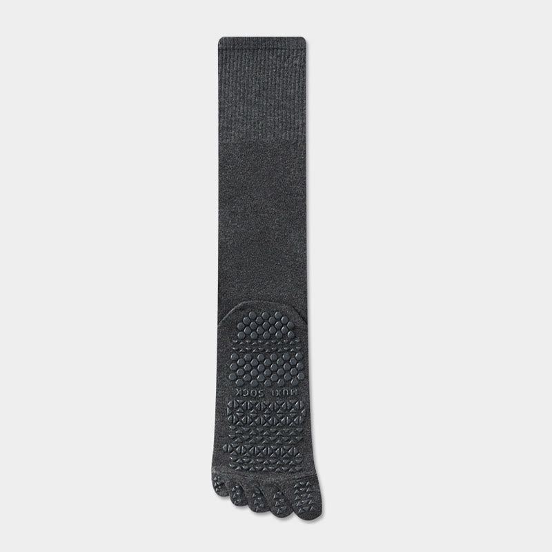 Olivenorma Long Five-Toe Breathable Sports Grip Socks Moisture-Wicking Anti-Slip Men's Yoga Socks - Dark Gray - Calf Socks：50cm - 10Pairs - image 7