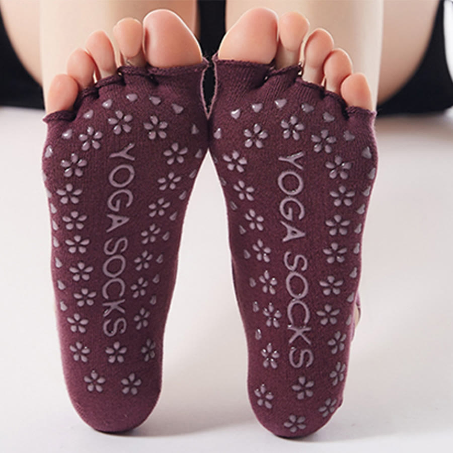Olivenorma Low-Cut Five-Toe Cross-Strap Breathable Anti-Slip Grip Lightweight Women's Yoga Socks - image 3