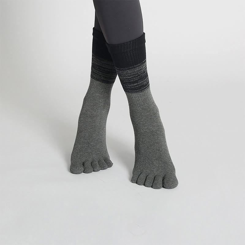 Olivenorma Gradient Five-Toe Non-Slip Cotton Yoga Grip Socks Breathable Sweat-Wicking Pilates Barre Fitness Women's Yoga Socks - Gray - 10 Pairs - image 9