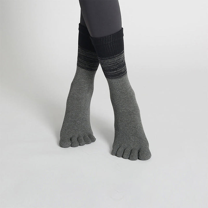 Olivenorma Gradient Five-Toe Non-Slip Cotton Yoga Grip Socks Breathable Sweat-Wicking Pilates Barre Fitness Women's Yoga Socks - Gray - 10 Pairs - image 9