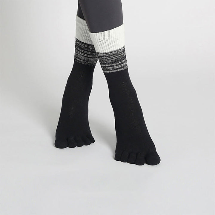 Olivenorma Gradient Five-Toe Non-Slip Cotton Yoga Grip Socks Breathable Sweat-Wicking Pilates Barre Fitness Women's Yoga Socks - Black - 10 Pairs - image 10