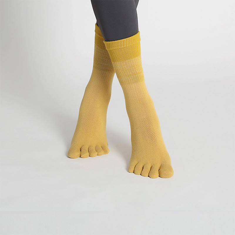 Olivenorma Gradient Five-Toe Non-Slip Cotton Yoga Grip Socks Breathable Sweat-Wicking Pilates Barre Fitness Women's Yoga Socks - Beige - 10 Pairs - image 5