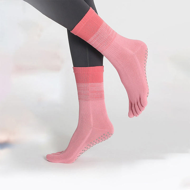 Olivenorma Gradient Five-Toe Non-Slip Cotton Yoga Grip Socks Breathable Sweat-Wicking Pilates Barre Fitness Women's Yoga Socks - image 4