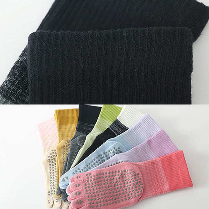 Olivenorma Gradient Five-Toe Non-Slip Cotton Yoga Grip Socks Breathable Sweat-Wicking Pilates Barre Fitness Women's Yoga Socks - image 12