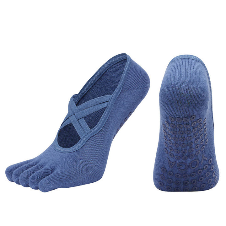 Olivenorma Cross-Strap Five-Toe Cotton Non-Slip Grip Pilates Barre Stability Workout Women's Yoga Socks - image 18