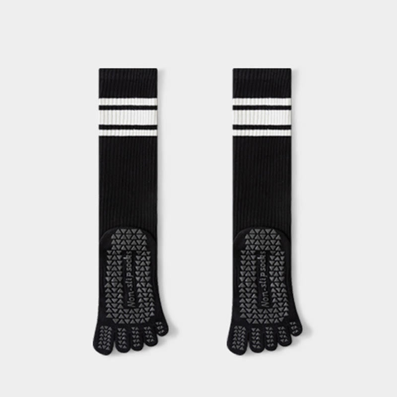 Olivenorma Compression Five-Toe Cotton Anti-Slip Grip Slim-Fit Support Pilates Barre Women's Yoga Socks - Black - 10 Pairs - image 9