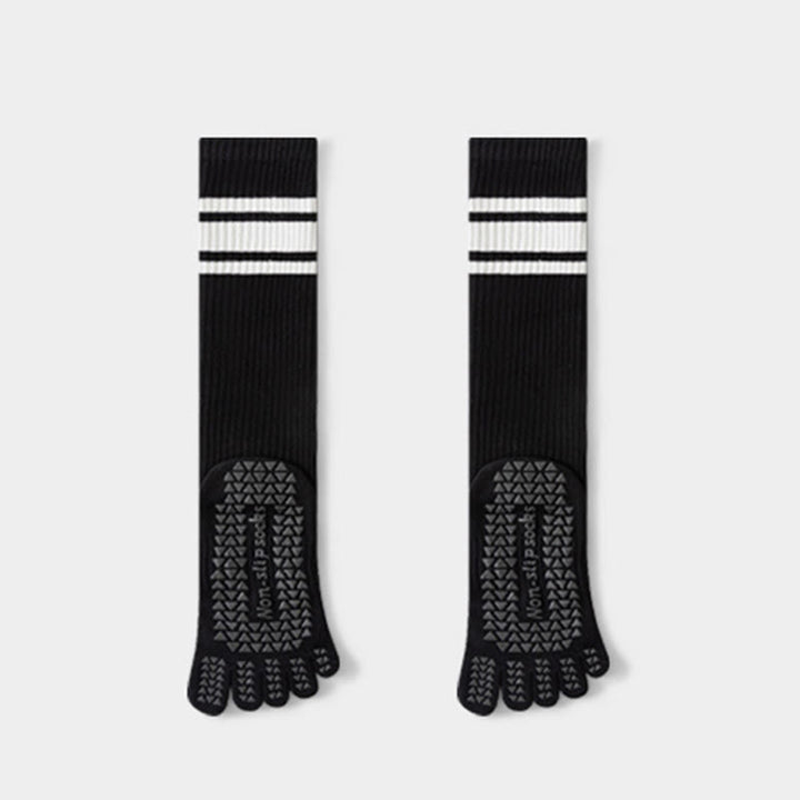 Olivenorma Compression Five-Toe Cotton Anti-Slip Grip Slim-Fit Support Pilates Barre Women's Yoga Socks - Black - 10 Pairs - image 9