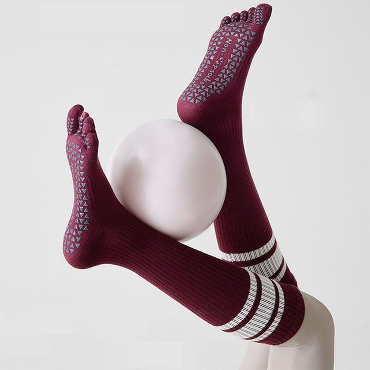 Olivenorma Compression Five-Toe Cotton Anti-Slip Grip Slim-Fit Support Pilates Barre Women's Yoga Socks - image 12