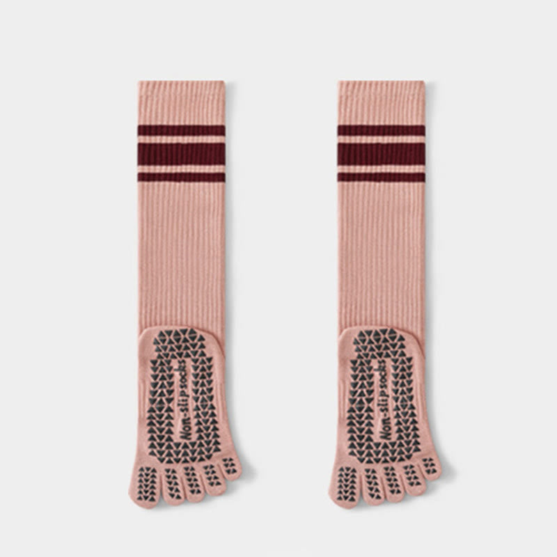 Olivenorma Compression Five-Toe Cotton Anti-Slip Grip Slim-Fit Support Pilates Barre Women's Yoga Socks - Pink - 10 Pairs - image 5