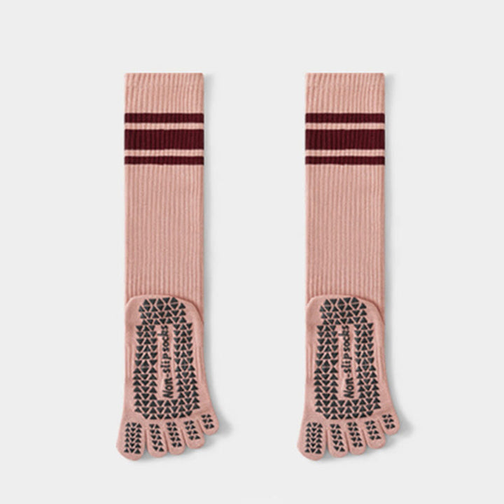 Olivenorma Compression Five-Toe Cotton Anti-Slip Grip Slim-Fit Support Pilates Barre Women's Yoga Socks - Pink - 10 Pairs - image 5