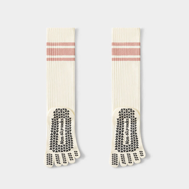 Olivenorma Compression Five-Toe Cotton Anti-Slip Grip Slim-Fit Support Pilates Barre Women's Yoga Socks - White - 10 Pairs - image 8