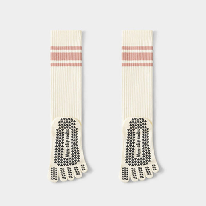 Olivenorma Compression Five-Toe Cotton Anti-Slip Grip Slim-Fit Support Pilates Barre Women's Yoga Socks - White - 10 Pairs - image 8