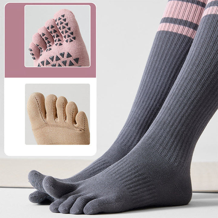Olivenorma Compression Five-Toe Cotton Anti-Slip Grip Slim-Fit Support Pilates Barre Women's Yoga Socks - image 4