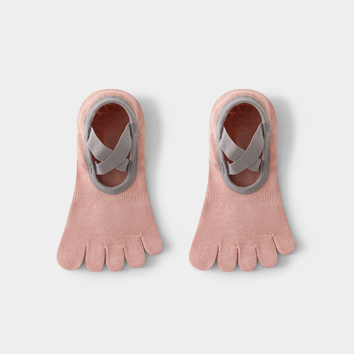 Olivenorma Open-Instep Five-Toe Wide Strap Non-Slip Grip Cotton Dance Barre Training Women's Yoga Socks - Pink - 10 Pairs - image 9