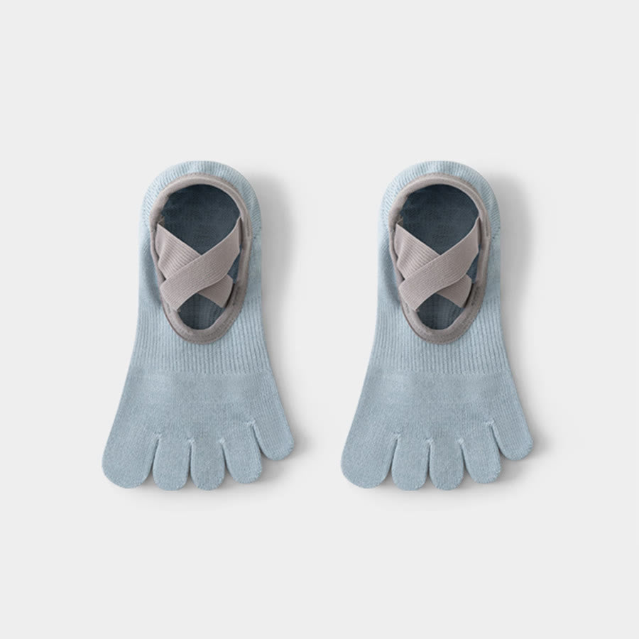 Olivenorma Open-Instep Five-Toe Wide Strap Non-Slip Grip Cotton Dance Barre Training Women's Yoga Socks - image 1