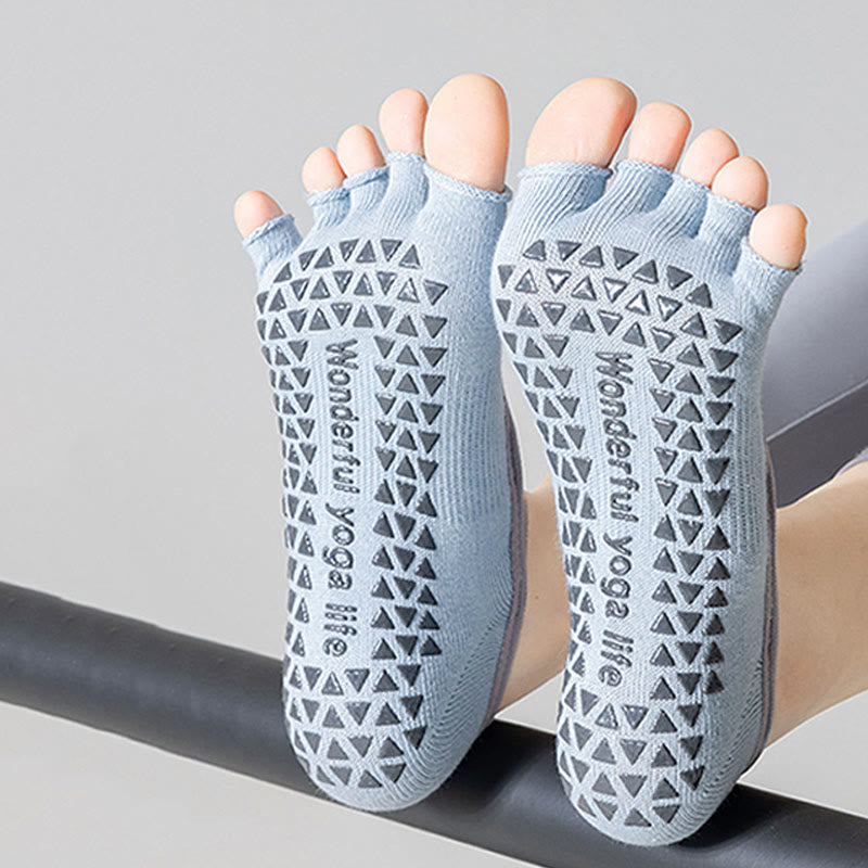 Olivenorma Open-Back Five-Toe Wrap Strap Anti-Slip Breathable Cotton Workout Grip Women's Yoga Socks - image 4