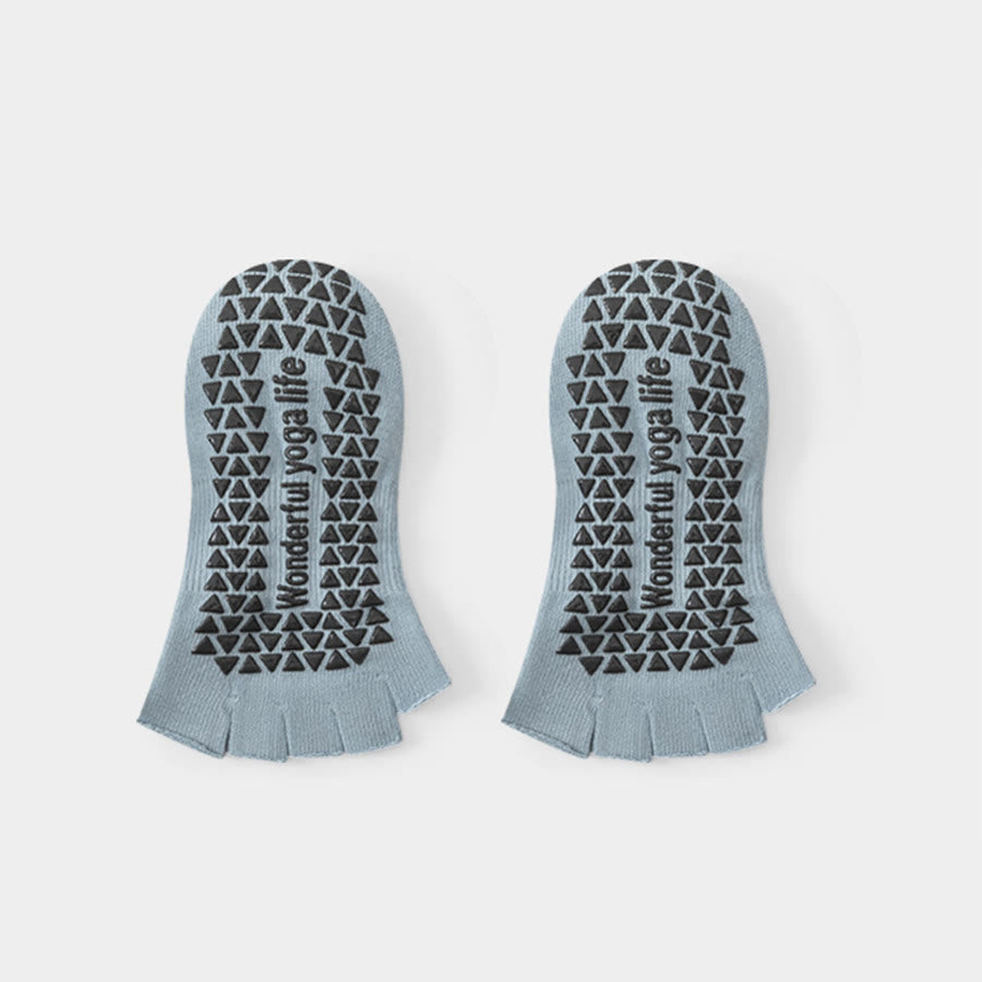 Olivenorma Open-Back Five-Toe Wrap Strap Anti-Slip Breathable Cotton Workout Grip Women's Yoga Socks - Blue - 10 Pairs - image 3