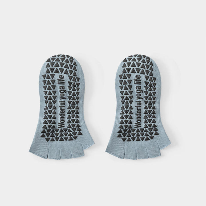 Olivenorma Open-Back Five-Toe Wrap Strap Anti-Slip Breathable Cotton Workout Grip Women's Yoga Socks - Blue - 10 Pairs - image 3