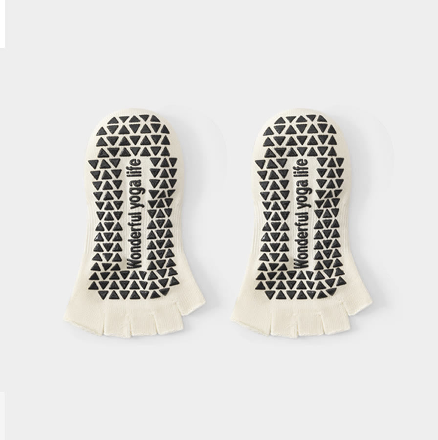 Olivenorma Open-Back Five-Toe Wrap Strap Anti-Slip Breathable Cotton Workout Grip Women's Yoga Socks - White - 10 Pairs - image 8