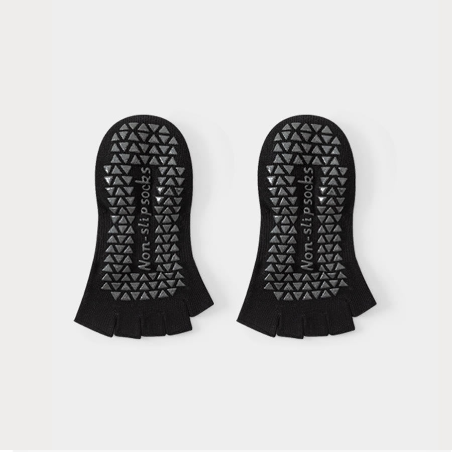 Olivenorma Open-Back Five-Toe Wrap Strap Anti-Slip Breathable Cotton Workout Grip Women's Yoga Socks - Black - 10 Pairs - image 7