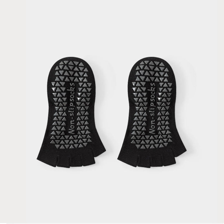 Olivenorma Open-Back Five-Toe Wrap Strap Anti-Slip Breathable Cotton Workout Grip Women's Yoga Socks - Black - 10 Pairs - image 7