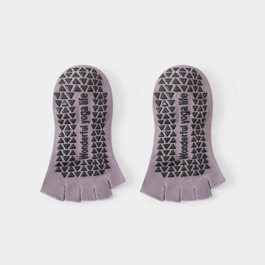 Olivenorma Open-Back Five-Toe Wrap Strap Anti-Slip Breathable Cotton Workout Grip Women's Yoga Socks - Purple - 10 Pairs - image 9